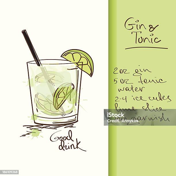 Illustration With Gin And Tonic Cocktail Stock Illustration - Download Image Now - Gin Tonic, Gin, Icon