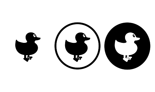 icon duck black outline for web site design 
and mobile dark mode apps 
Vector illustration on a white background