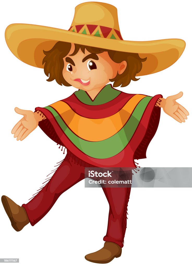 Menino mexicana - Vetor de Chapéu royalty-free