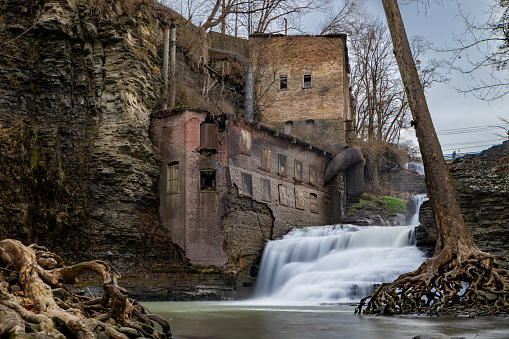 Abandoned Mill at Wells Falls, Businessman's Lunch Falls, on Six Mile Creek Ithaca, NY.