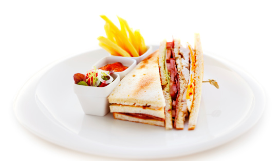 The club sandwich is the most common item on every hotel menu - it is usually accompanied with French fries