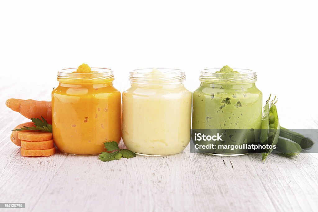 assortment of vegetable puree Baby Food Stock Photo