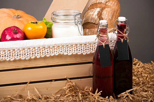 Seasonal Food Items in a Crate stock photo
