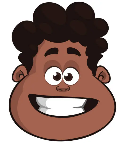 Vector illustration of Cartoon little afro-american boy.