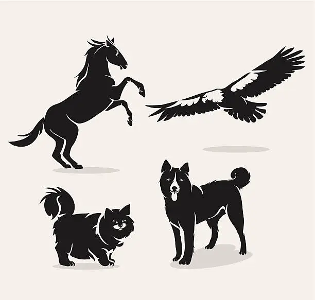 Vector illustration of set of animals