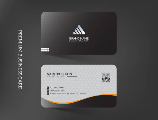 professionelle visitenkartenvorlage mit mockup und symbolen, symboldesign - visitenkarte stock-grafiken, -clipart, -cartoons und -symbole