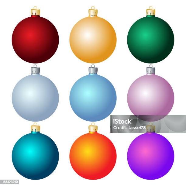 Ilustración de Bolas De Navidad y más Vectores Libres de Derechos de Amarillo - Color - Amarillo - Color, Azul, Belleza