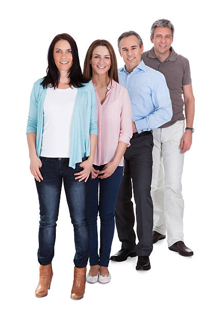 istock Happy Businesspeople Standing In Row 186127790
