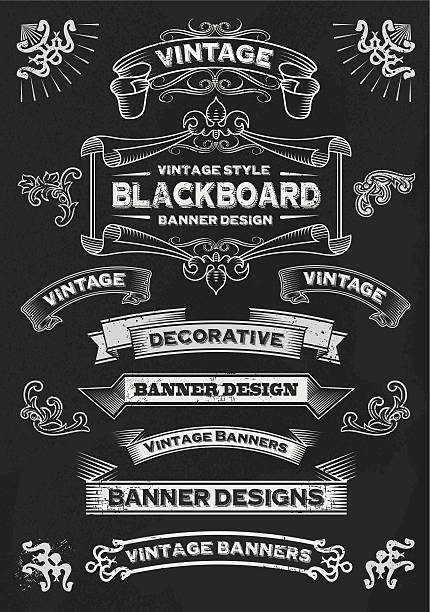 黒板バナーとフレーム-デザイン要素 - frame calligraphy ornate retro revival点のイラスト素材／クリップアート素材／マンガ素材／アイコン素材