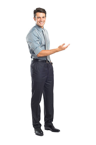istock Young male businessman presenting 186133061