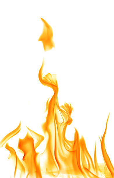 istock Yellow and orange flames on a white background 186133517