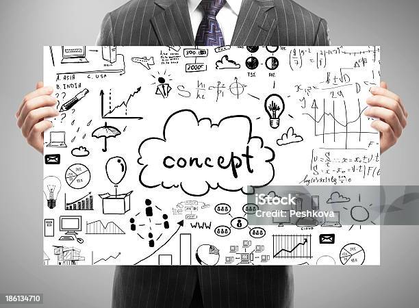 Card With Business Concept Stock Photo - Download Image Now - Adult, Brainstorming, Business