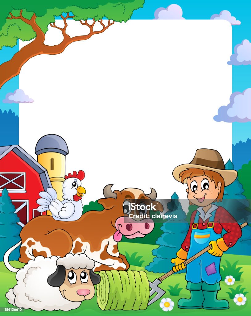 Farm Frame Cover Farm Theme Frame 3 Stock Illustration - Download Image Now - Adult ...
