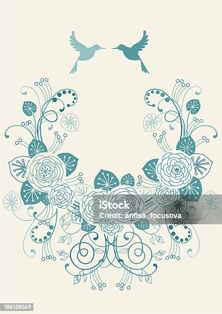 Fleur Et Oiseau De Design Vecteurs libres de droits et plus d'images vectorielles de Amour - Amour, Bleu, Bordure