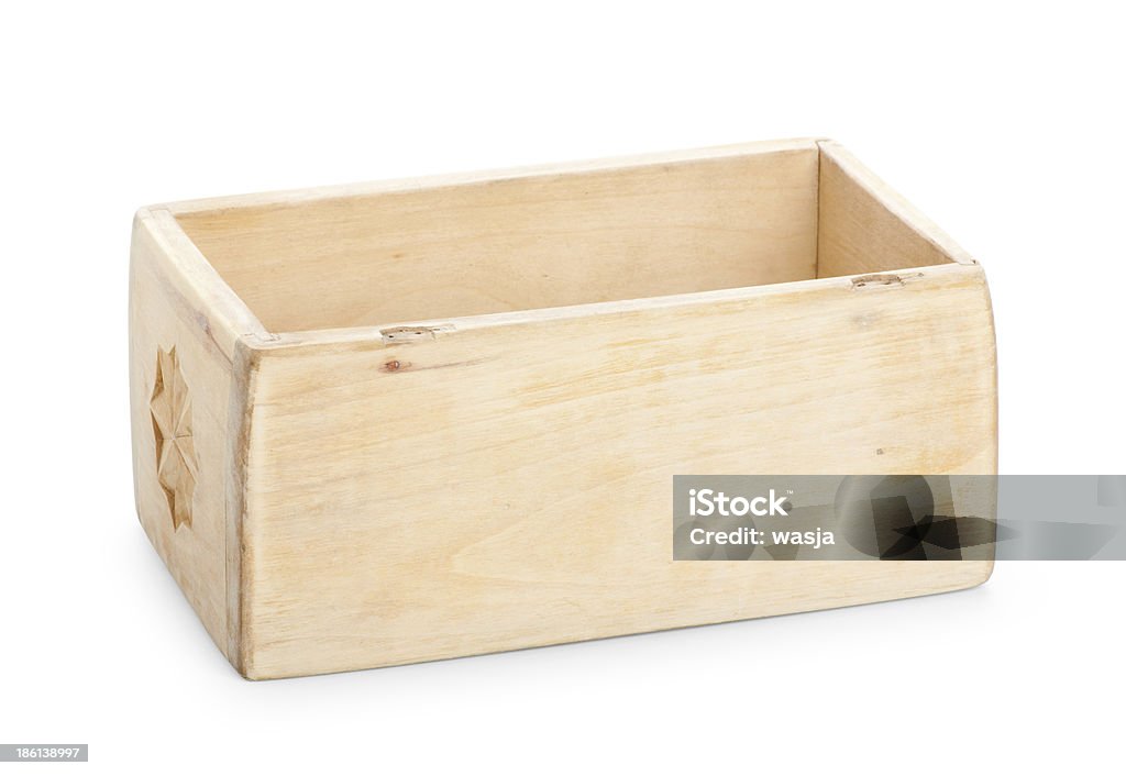 Scatola di legno, isolato su sfondo bianco - Foto stock royalty-free di Antico - Vecchio stile