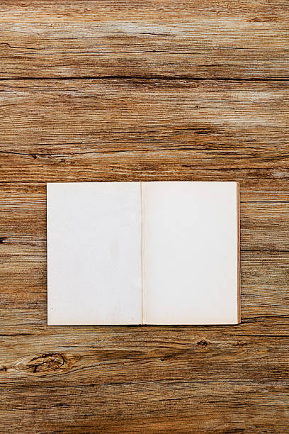 istock Vintage blank book on wooden desk 186139754