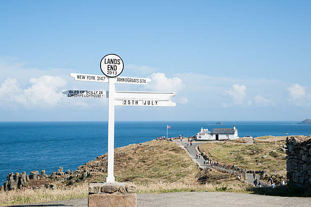 istock Lands End direction sign on 25th july 2013. 186140032