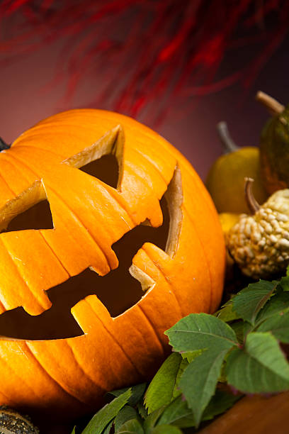 istock Funny face pumpkin, Halloween 186140314