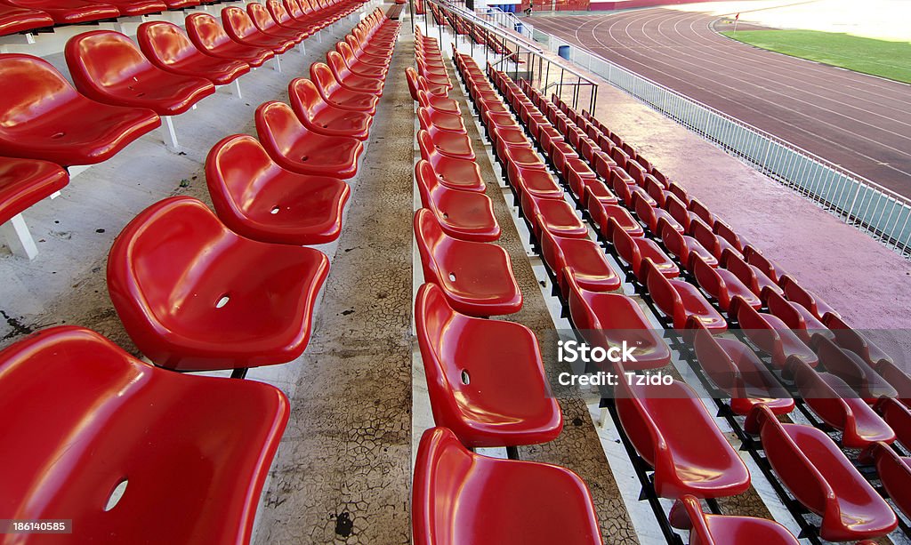 amphitheater stadium and red seats American Football - Sport Stock Photo