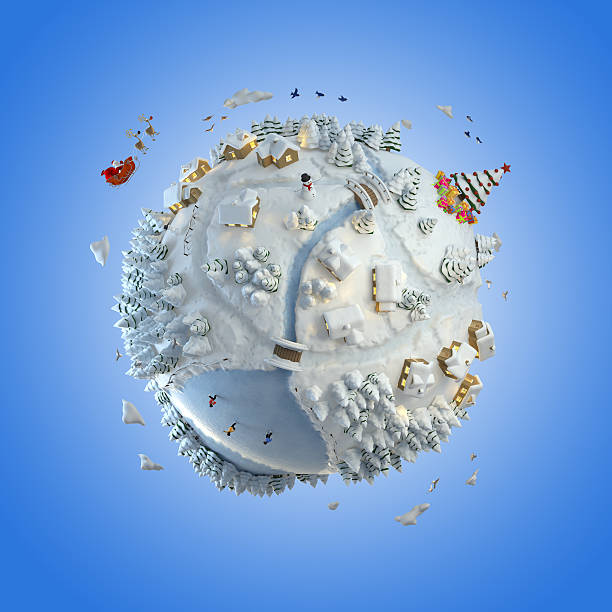 istock christmas planet with santa and tree 186142235
