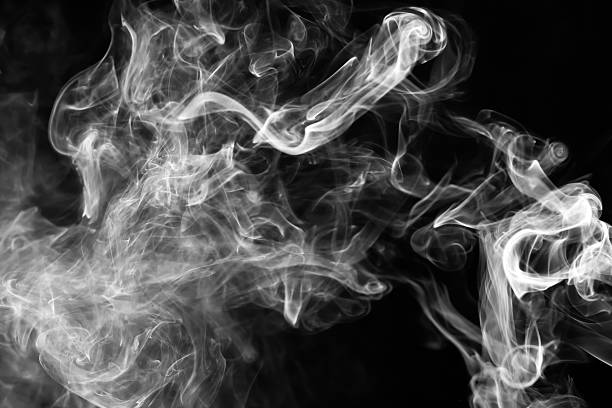 Smoke Abstract horizontal White smoke with black background smoke physical structure stock pictures, royalty-free photos & images