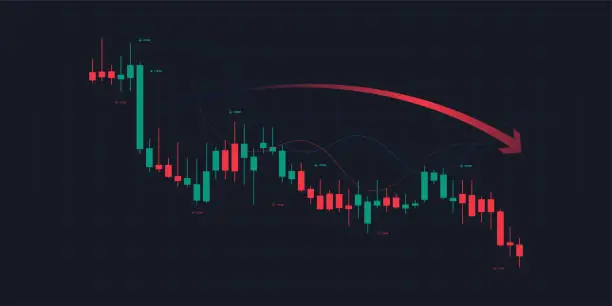 Vector illustration of Down tren of Stock market charts and forex trading graph in up trend concept for financial investment or Economic trends business idea. Abstract finance background