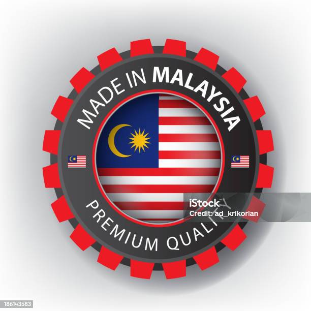 Vetores de Feito Na Malásia Selo E Bandeira Malaia e mais imagens de Amarelo - Amarelo, Azul, Bandeira
