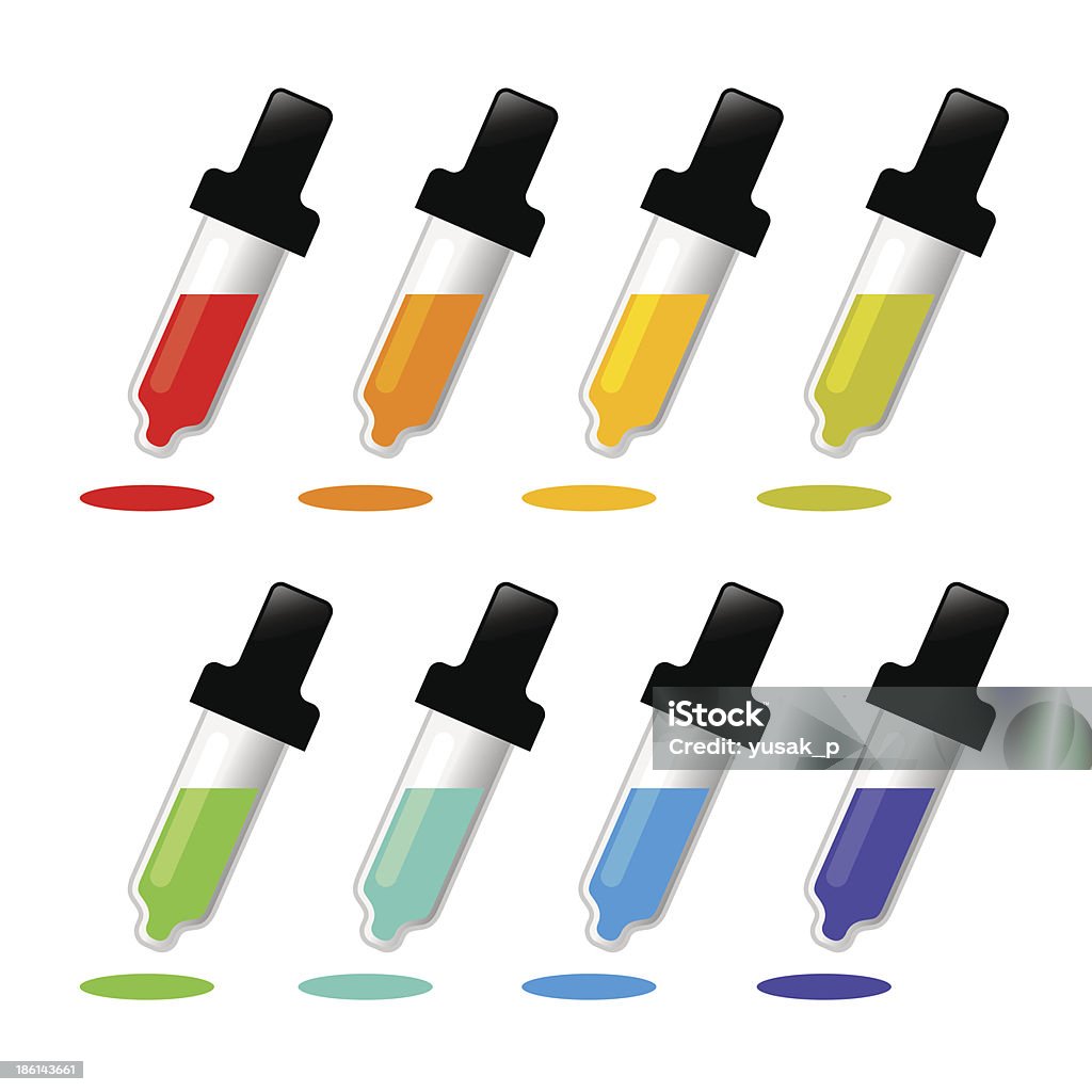 Pipeta seletora de cores em diversas cores - Vetor de Examinar royalty-free