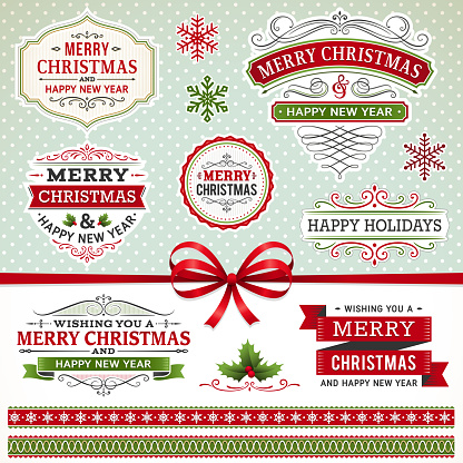 Christmas labels and elements. EPS 10 file contains transparencies. Grouped and layered with global colors. Please take a look at other work of mine linked below.
