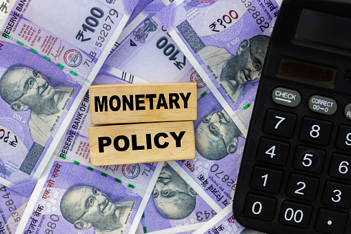 Monetary policy concept with Indian banknotes