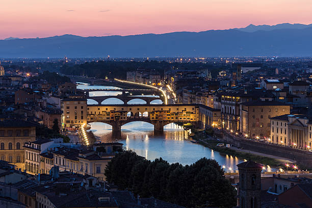 istock Arno river and Ponte Vecchio in Florence at night 186145170
