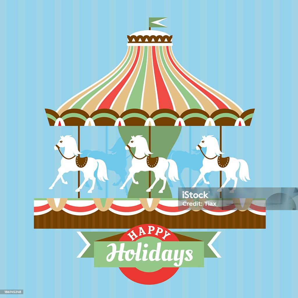 Поздравительная открытка с Карусель - Векторная графика Карусельная лошадь роялти-фри