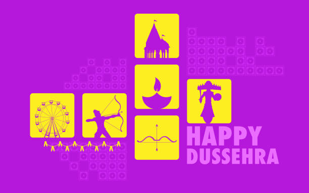 Happy Dussehra illustration of Happy Dussehra Holiday background with Rama and Rvana dussehra stock illustrations