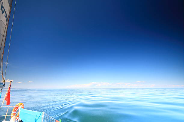 istock Sailboat british yacht sailing in blue sea 186146029
