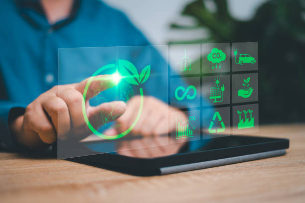 istock Net zero green business energy reduces carbon emissions concept, Businessman using tables analyzing big data to net zero reduces carbon, Business using alternative energy to protect the environment 1861464410