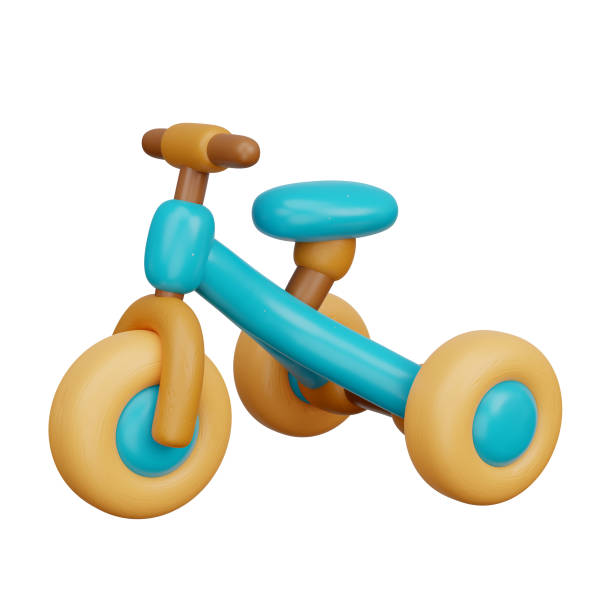 3D Kids toy wooden tricycle, 3d rendering