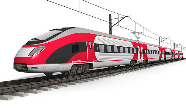 Modern high speed train See also: railroad track on white stock pictures, royalty-free photos & images