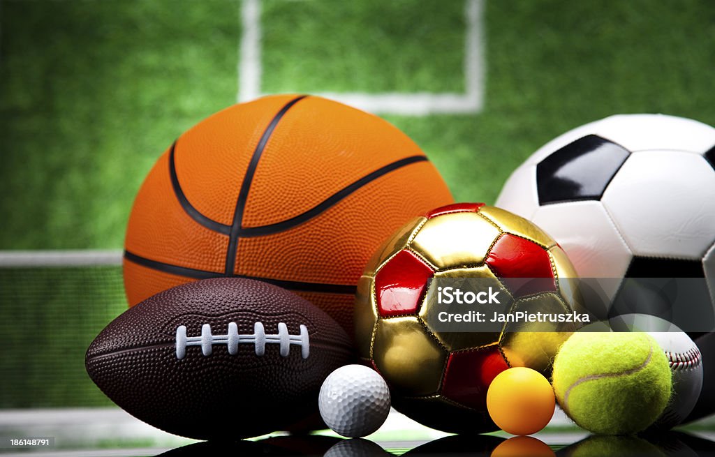 Sport Equipment, Soccer,Tennis,Basketball Sports Equipment Activity Stock Photo