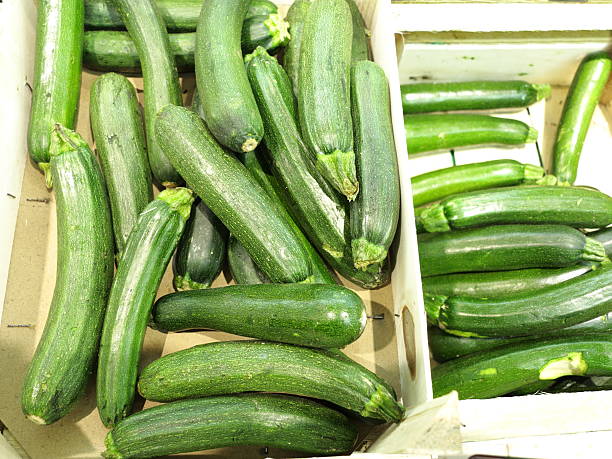 istock Green zucchini courgette  in the supermarket 186149235