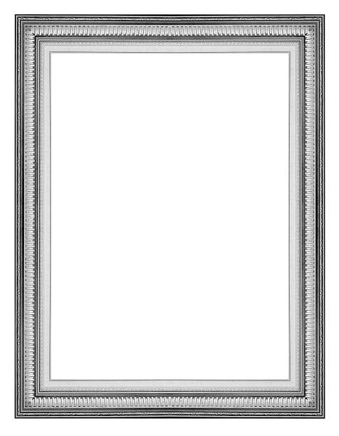 istock Silver wooden frame on the white background 186149423