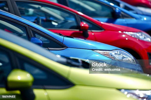 Selective Focus Of Cars At European Dealership Stock Photo - Download Image Now - Car, Car Dealership, Selling