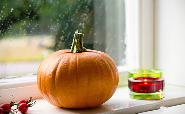 istock Pumpkin on the window sill 186149839