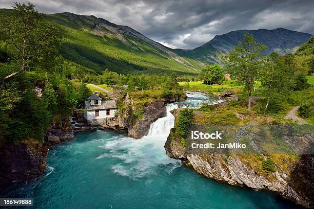 Falling Water Norway Stock Photo - Download Image Now - Beauty In Nature, Blurred Motion, Color Image