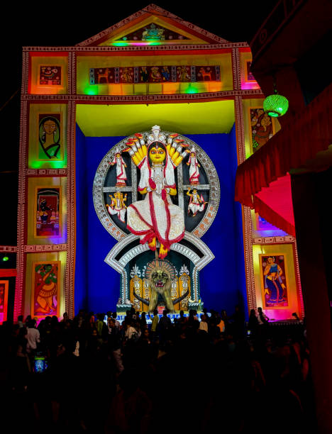 istock A tall durga idol with people at evening. 1861529145