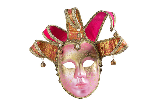 Venetian Carnival mask, a vintage masquerade accessory isolated