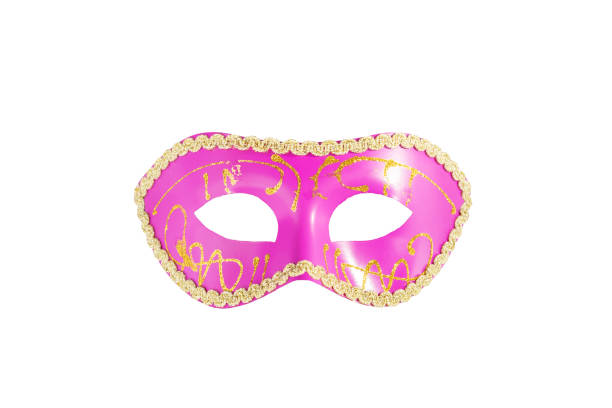 Carnival mask, pink vintage masquerade accessory isolated