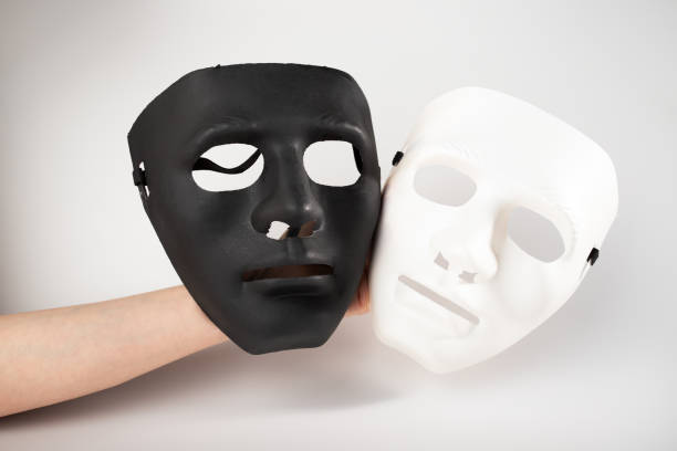 istock Theatre performance, black and white mask, emotions on stage, artistic expression 1861533779
