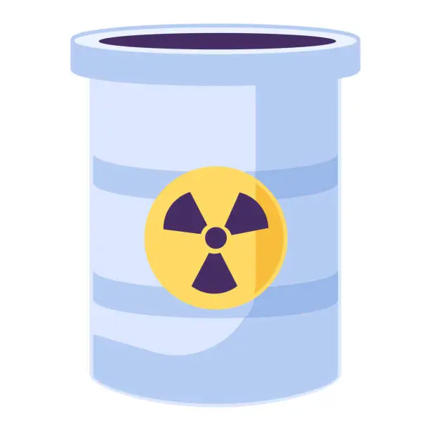 Vector illustration of Flat Hazard Waste Barrel Of Radioactive Waste Icon