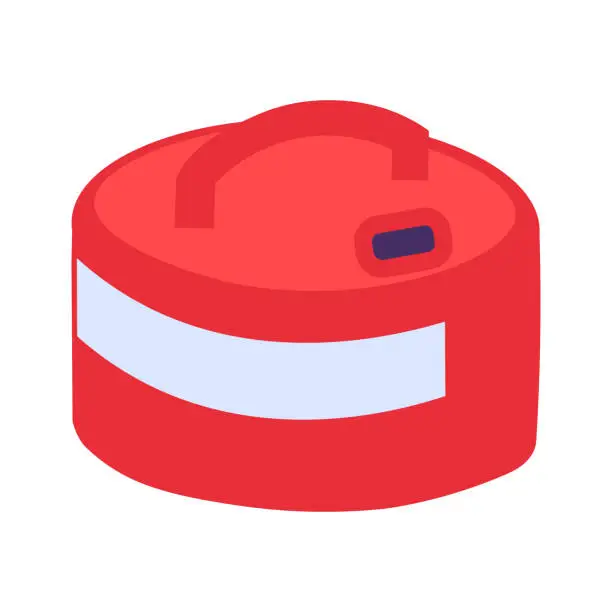 Vector illustration of Flat Hazardous Waste Red Travel Gas Cylinder Icon