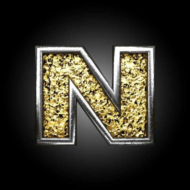 ilustrações, clipart, desenhos animados e ícones de golden figura n - text gold letter n number